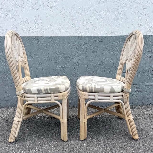 Boho Chic Boho Chic Sculpted Leaf Back Pencil Reed Dining Chairs - Set of 6 For Sale - Image 3 of 12