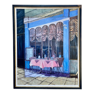 Early 21st Century Parisian Cafe Street Scene Oil on Canvas, Framed
