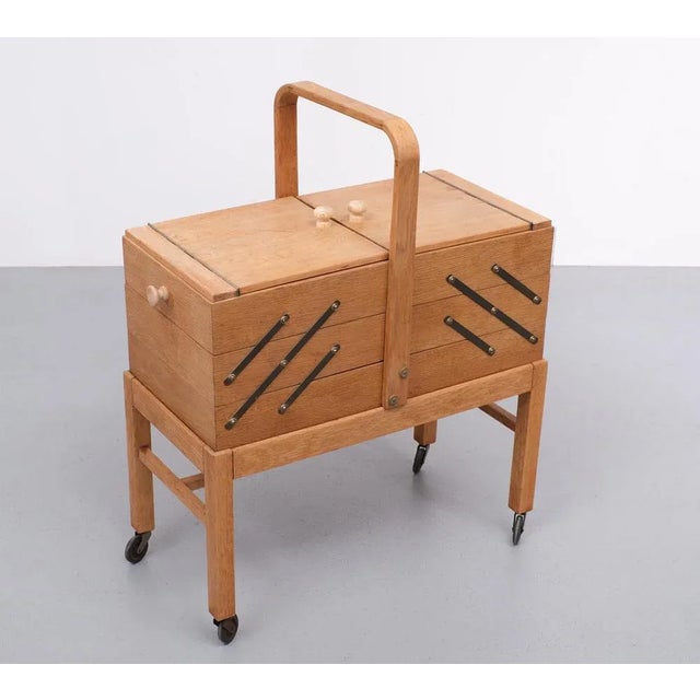 Brown Large Oak Sewing Box, Holland, 1950s For Sale - Image 8 of 8