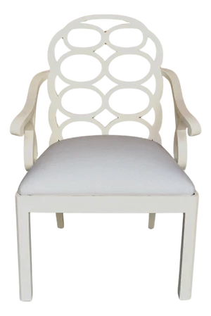 Frances Elkins Style White Lacquered Loop Armchair