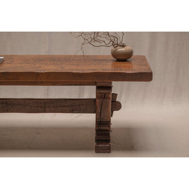Brutalist Large Brutalist Dining Table in Oak, 1970s For Sale - Image 3 of 18