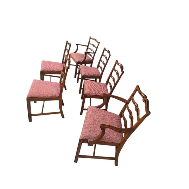 Late 20th Century Vintage Traditional Ladderback Dining Chairs, Set of 6, Including 2 Armchairs For Sale - Image 5 of 6