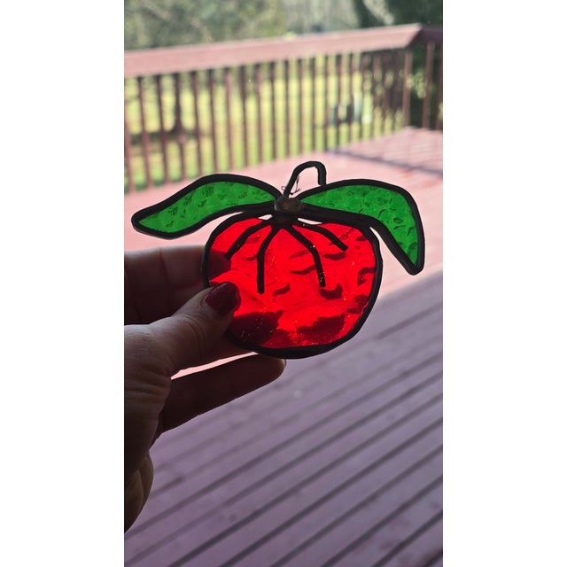 Mid-Century Modern Vintage Cottagecore Grandmillennial Handcrafted Collection of 8 Fruit Suncatchers For Sale - Image 3 of 9