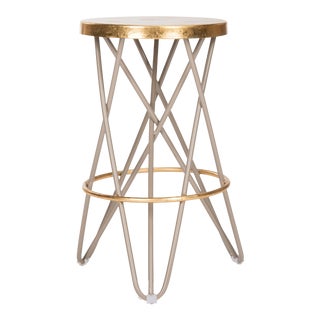 Counter Stool in Beige & Gold For Sale