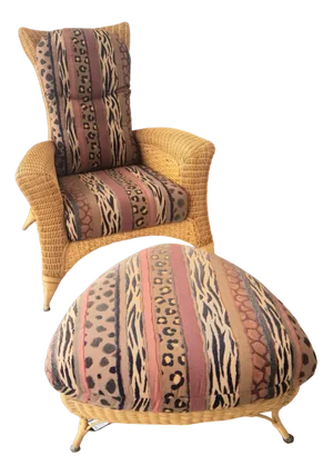 Set of Jungle Style Lounge Chair with Ottoman from Rolf Benz