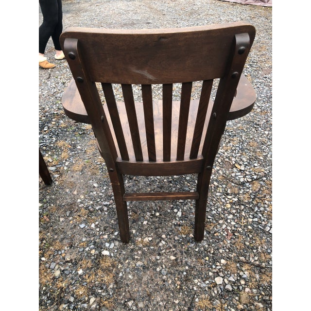 Solid Wood Vintage Bank Desk Chair For Sale - Image 10 of 10