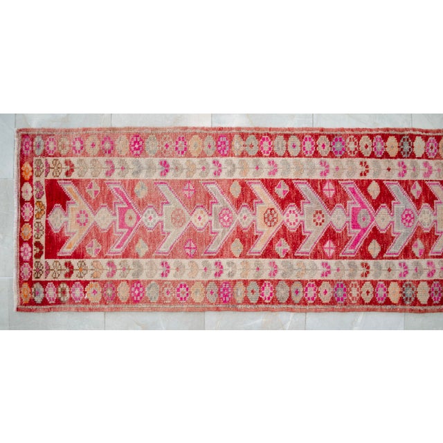 Extra Long Runner Rug Hand-Knotted Natural Wool Vintage Turkish Rug Hallway Kicthen Decor 2'5"x 14'6" For Sale - Image 11 of 15