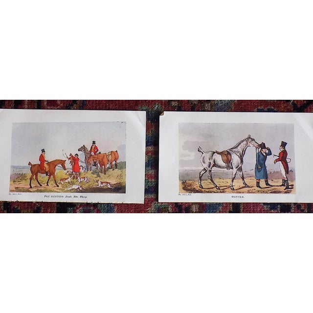 This set of thirteen (13) diminutive early 20th century (1903) British lithographs (offset) depict color fox hunting and...