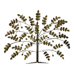 Brutalist Brass Steel Tree Wall Sculpture Vintage Mid Century