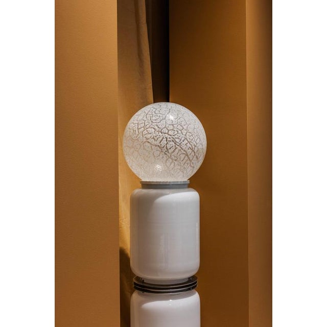 Vintage Italian lamp Designer Enrico Tronconi Glass, metal, stainless steel Dimensions: 103 cm - height 25 cm - diameter...