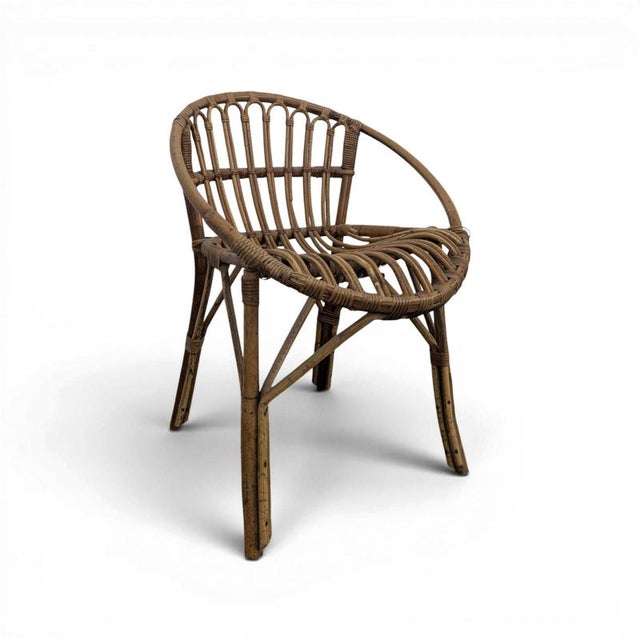 Wood Vintage Bamboo and Rattan Armchair For Sale - Image 7 of 7