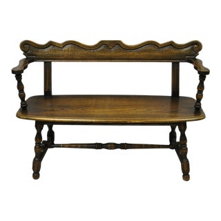 Vintage Arts & Crafts Jamestown Lounge Feudal Bench Romweber Viking Oak Style For Sale