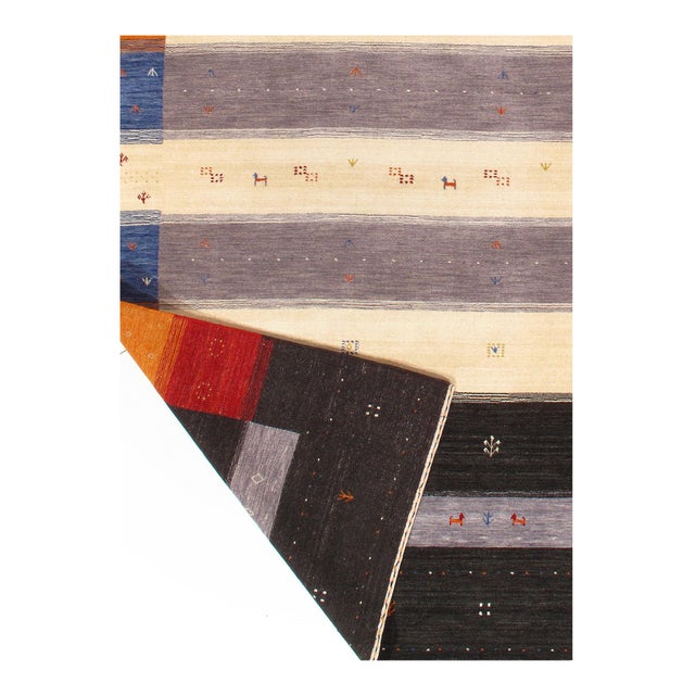 Traditional Pasargad DC Multi Color Hand Knotted Gabbeh Design Rug For Sale - Image 3 of 3