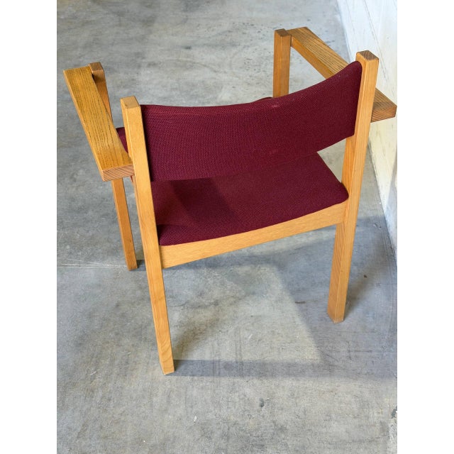 Burgundy Vintage Danish Modern Oak Armchair by Nørgaard, Denmark For Sale - Image 8 of 10