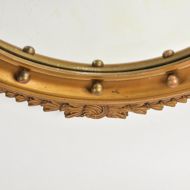 1920s Large Antique Federal Eagle Convex Mirror Giltwood Bullseye Butler Mirror Circa 1920s For Sale - Image 5 of 16