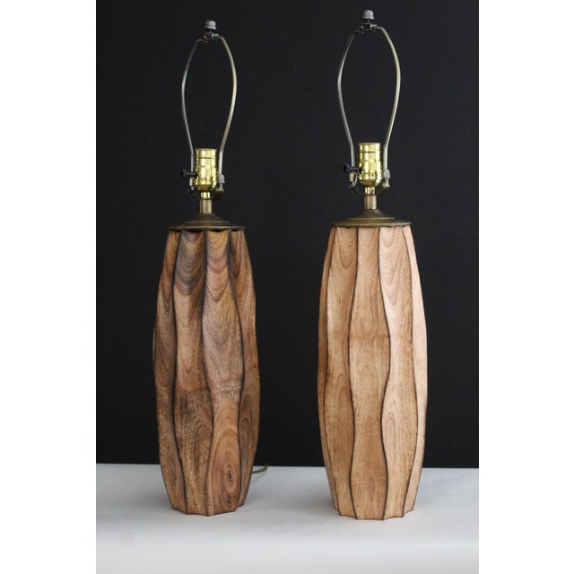 Mid 20th Century Mid 20th Century Weatwood Studio Style Carved Waknut - a Pair For Sale - Image 5 of 12