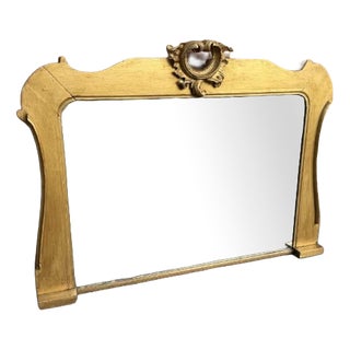 Antique English Carved Wood Gilt Overmantle Mirror, 1800s For Sale