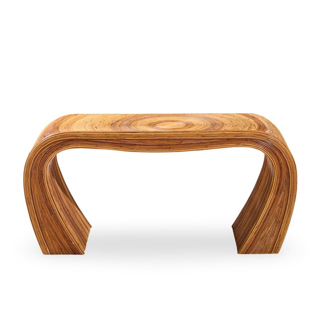 Wood Gabriella Crespi Style Mid Century Pencil Reed Rattan Console Table For Sale - Image 7 of 9