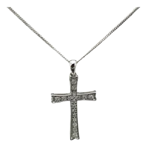 The Adwen: Ladies 14K Gold and Diamond Cross Necklace
