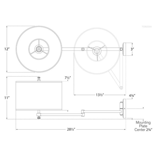 Hudson Swing Arm in Polished Nickel with Linen Shade Designer: Thomas O'Brien Finish: Polished Nickel Height: 11" Width:...