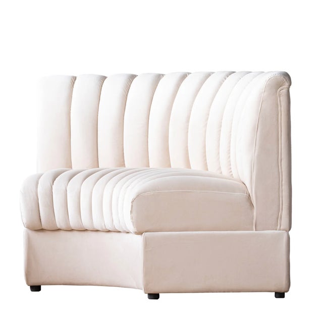 Contemporary Matthew Izzo Home Estelle Oatmeal Velvet Curved Banquette Sofa For Sale - Image 3 of 7