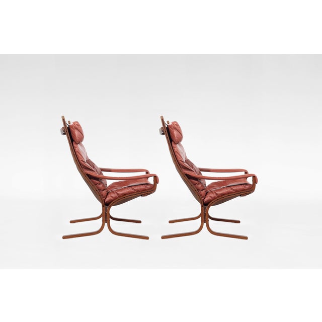 Vintage Siesta Lounge Chairs designed by Ingmar Relling for Westnofa, Norway, in the 1960s. Featuring sculptural bent...