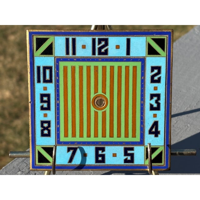 Late 19th C. Enamel on Copper Clock Face - Objet / Ornament on Stand For Sale - Image 4 of 11