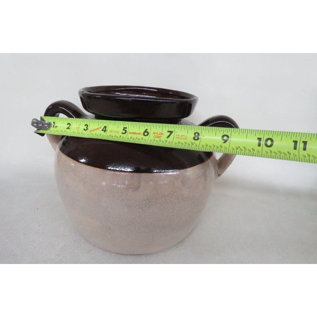 English R R P Co Roseville O Usa Stoneware Brown Ceramic Jug Bean Pot For Sale - Image 3 of 10