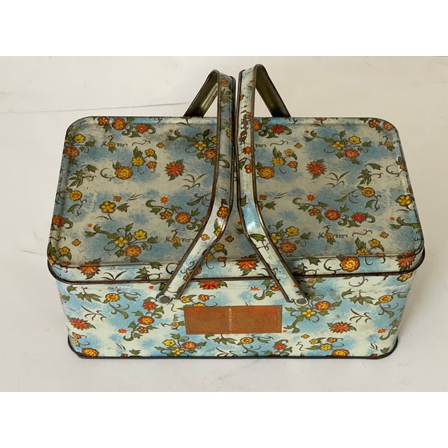 1950s Mid 20 Th Century Tin Sewing Box With Accessories For Sale - Image 5 of 6