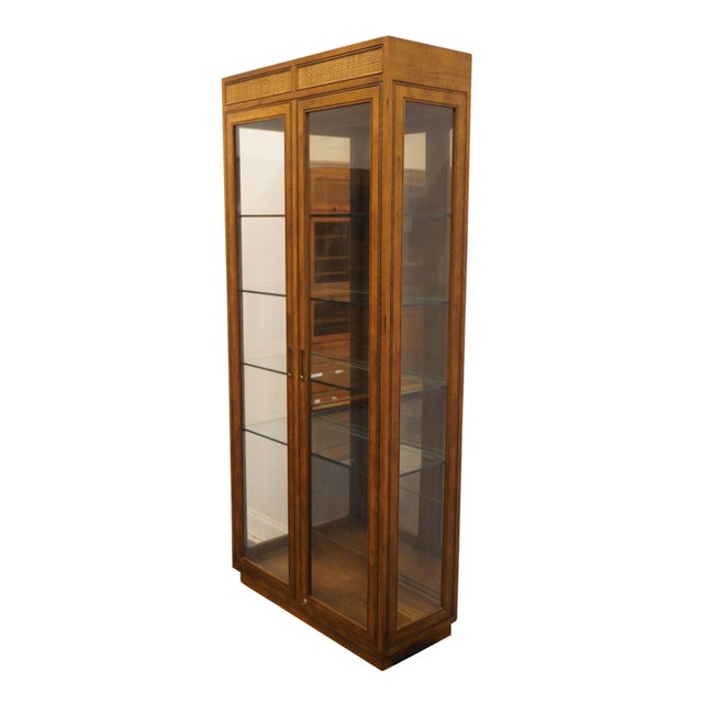 HENREDON FURNITURE Quarter Sawn White Oak British Revival Campaign Style 36" Lighted Display Curio Cabinet 80.25" High 36"...