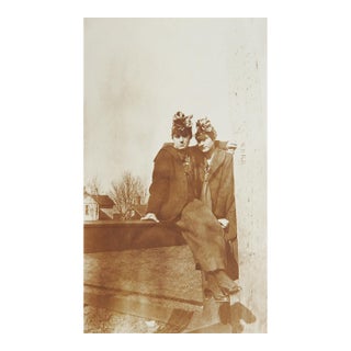 Early 20th Century Sepia Snapshot Photograph of 2 Young Women For Sale