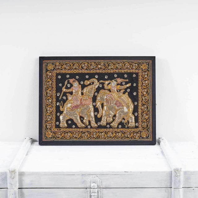 Kalaga Tapestry Embroidered with Elephants For Sale - Image 5 of 5