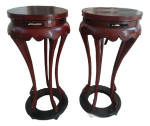 Vintage Asian Wood Stands or Pedestals - a Pair