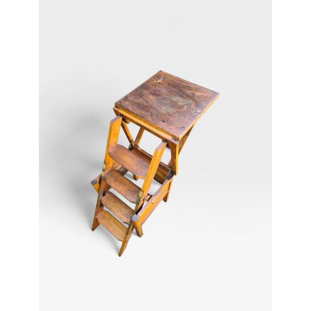 1970s Wooden Step Stool with Ladder, 1960s For Sale - Image 5 of 11