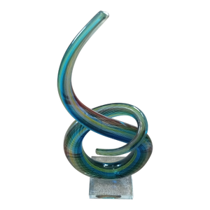 Exquisite Murano Italy Sommerso Latticino Curved Glass Sculpture