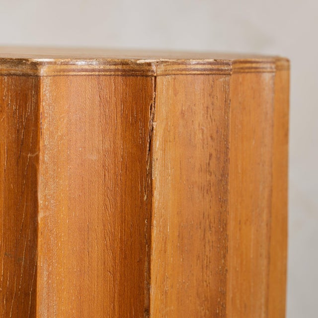 1940s French Wooden Fluted Column Pedestal, 1940s For Sale - Image 5 of 7