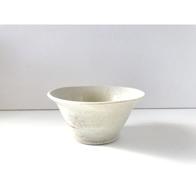Vintage Art Pottery White With Red Detail Bowl For Sale - Image 4 of 7