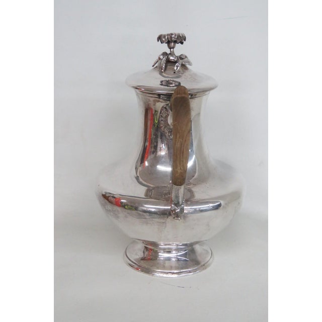Early 20th Century Silver Plated Swan Neck Tea Coffee Pot Tapered Baluster With Wood Handle For Sale - Image 4 of 16