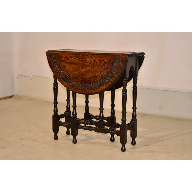 19th Century Carved Oak Gate-Leg From England For Sale - Image 4 of 10