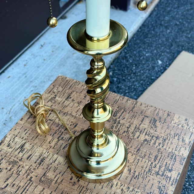Vintage Bombay Solid Brass Double Socket Table or Desk Lamp For Sale - Image 9 of 11