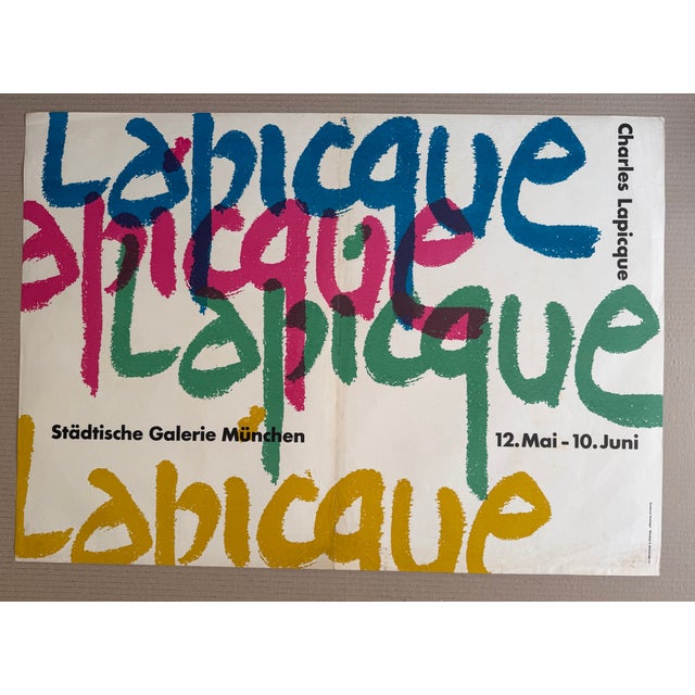 Städtische Galerie München Poster from Charles Lapicque, 1962, in Worn conditions. Designed 1960 to 1969