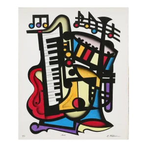 Music II, Erik Freyman Acrylic and Airbrush on Canvas, Signed and Titled