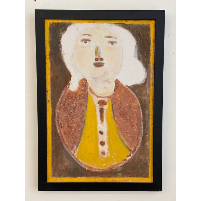 Vintage Jimmy Lee Sudduth Folk Art Portrait Painting on Canvas For Sale - Image 9 of 13