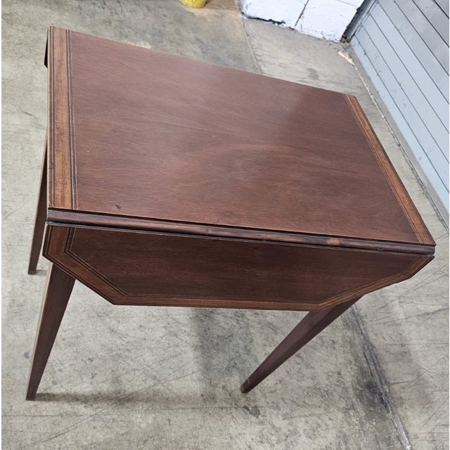 Baker Furniture Company Baker Furniture Mahogany Pembroke Table Drop Leaf Table Inlays For Sale - Image 4 of 12