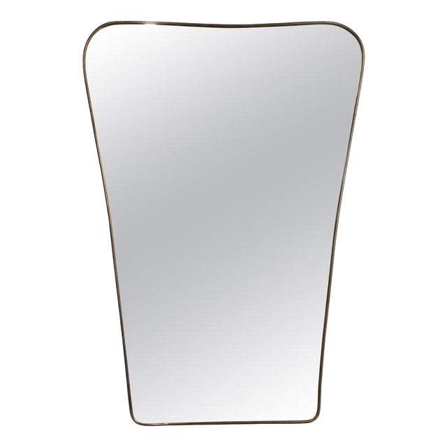 Vintage Italian Wall Mirror with Brass Frame, 1960s For Sale