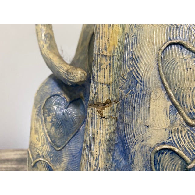 Vintage Jeanne Valentine Oversized Blue Papier-Mâché Cat Sculpture For Sale - Image 12 of 13