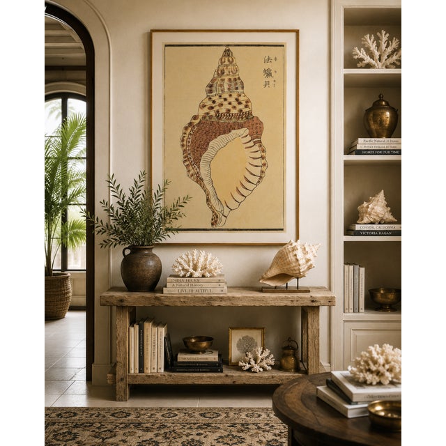 Vintage Japanese Shell, Woodblock Print Reproduction, 40" X 60" For Sale - Image 9 of 12