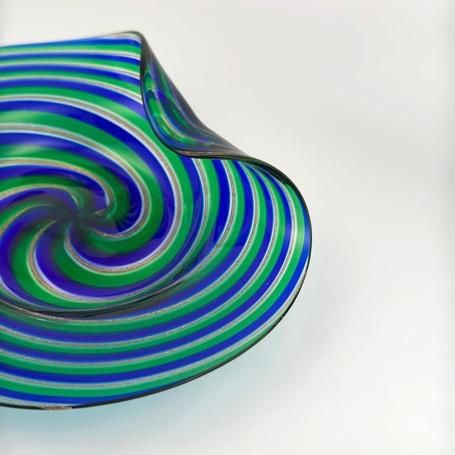 Murano Filigrana Glass Dish with Aventurine from Cenedese & Alberelli, 1970s For Sale - Image 3 of 11