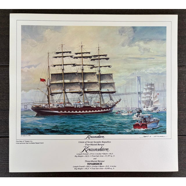 Printmaking Materials 14 Limited Edition Prints of Tall Ships Portfolio by American Marine Artist James E. Mitchell For Sale - Image 7 of 12