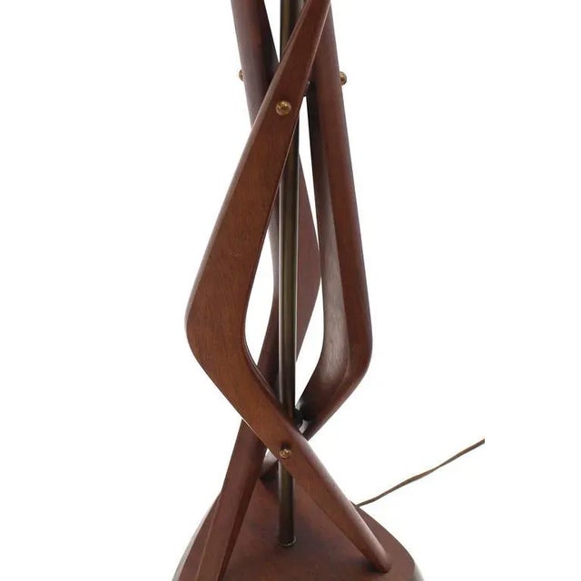 Vintage Mid Century Walnut Table Lamp For Sale - Image 4 of 7